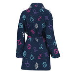 Colorful Zodiac Symbols Pattern Print Women's Bathrobe