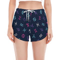 Colorful Zodiac Symbols Pattern Print Women's Split Running Shorts
