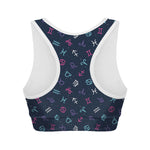 Colorful Zodiac Symbols Pattern Print Women's Sports Bra