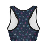 Colorful Zodiac Symbols Pattern Print Women's Sports Bra