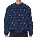 Colorful Zodiac Symbols Pattern Print Zip Sleeve Bomber Jacket
