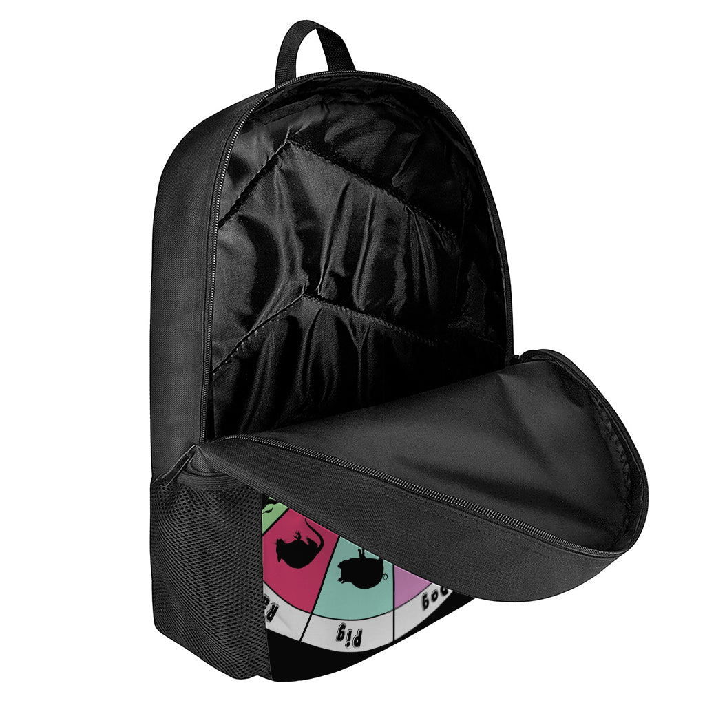 Colourful Chinese Zodiac Wheel Print 17 Inch Backpack