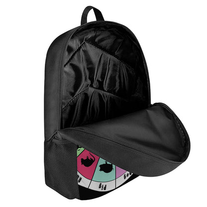 Colourful Chinese Zodiac Wheel Print 17 Inch Backpack