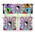 Colourful Chinese Zodiac Wheel Print 3 Piece Kitchen Curtains