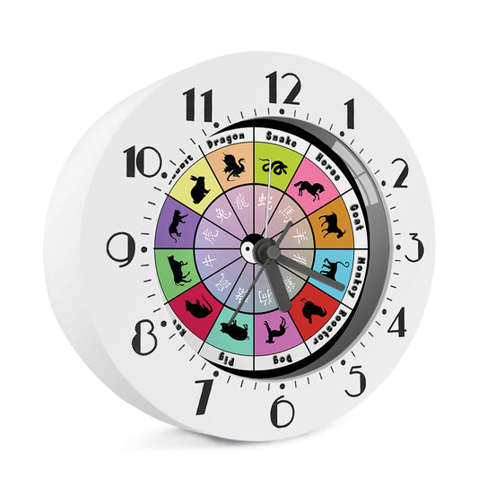 Colourful Chinese Zodiac Wheel Print Alarm Clock