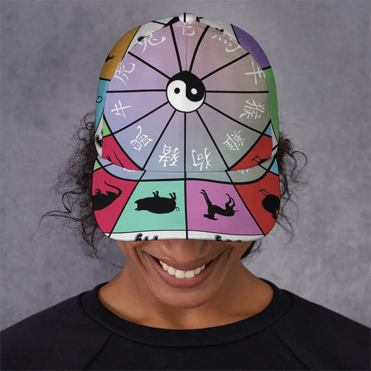 Colourful Chinese Zodiac Wheel Print Baseball Cap