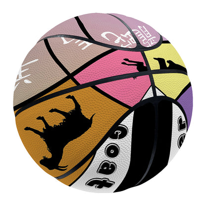 Colourful Chinese Zodiac Wheel Print Basketball
