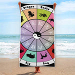 Colourful Chinese Zodiac Wheel Print Beach Towel
