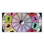 Colourful Chinese Zodiac Wheel Print Beach Towel