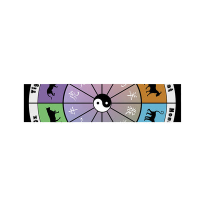 Colourful Chinese Zodiac Wheel Print Bed Runner