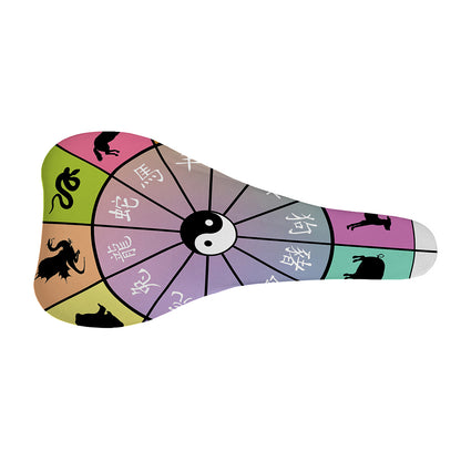 Colourful Chinese Zodiac Wheel Print Bicycle Seat Cover