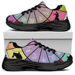 Colourful Chinese Zodiac Wheel Print Black Chunky Shoes