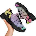 Colourful Chinese Zodiac Wheel Print Black Chunky Shoes