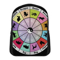 Colourful Chinese Zodiac Wheel Print Casual Backpack