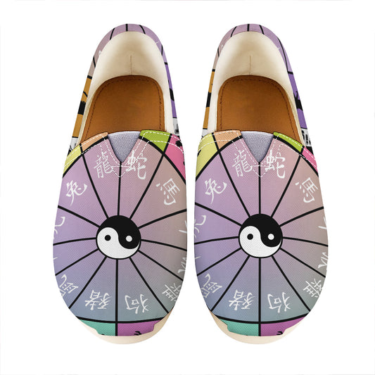 Colourful Chinese Zodiac Wheel Print Casual Shoes