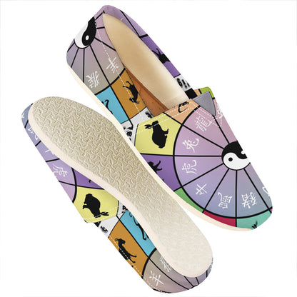 Colourful Chinese Zodiac Wheel Print Casual Shoes