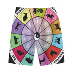 Colourful Chinese Zodiac Wheel Print Cotton Shorts