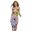 Colourful Chinese Zodiac Wheel Print Cross Back Cami Dress