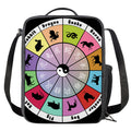Colourful Chinese Zodiac Wheel Print Crossbody Lunch Bag