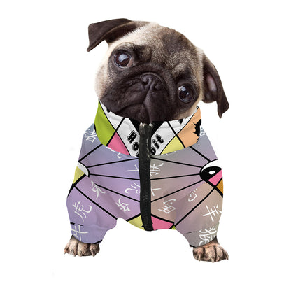 Colourful Chinese Zodiac Wheel Print Dog Zip Up Jacket