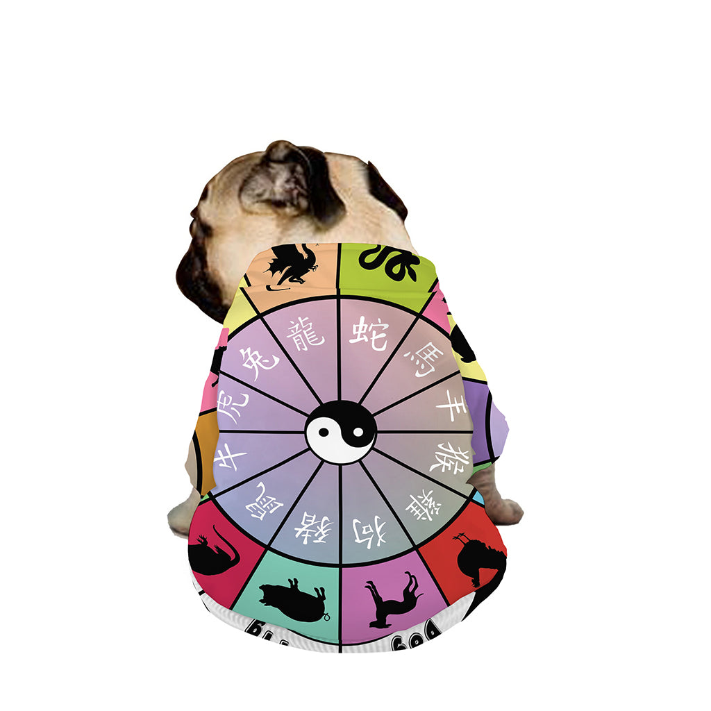 Colourful Chinese Zodiac Wheel Print Dog Zip Up Jacket