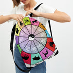 Colourful Chinese Zodiac Wheel Print Drawstring Backpack