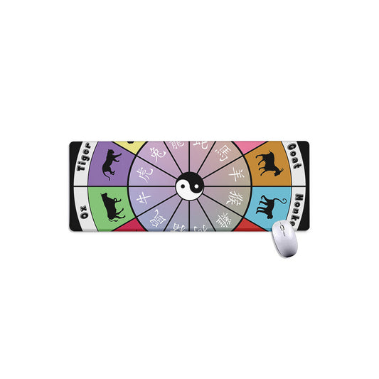 Colourful Chinese Zodiac Wheel Print Extended Mouse Pad