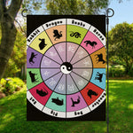 Colourful Chinese Zodiac Wheel Print Garden Flag