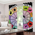 Colourful Chinese Zodiac Wheel Print Grommet Curtains