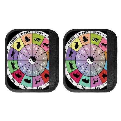 Colourful Chinese Zodiac Wheel Print Handle Covers