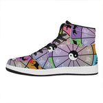 Colourful Chinese Zodiac Wheel Print High Top Leather Sneakers