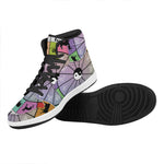 Colourful Chinese Zodiac Wheel Print High Top Leather Sneakers