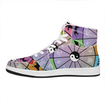 Colourful Chinese Zodiac Wheel Print High Top Leather Sneakers