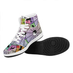 Colourful Chinese Zodiac Wheel Print High Top Leather Sneakers