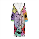 Colourful Chinese Zodiac Wheel Print Hooded Bathrobe