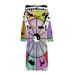 Colourful Chinese Zodiac Wheel Print Hooded Bathrobe