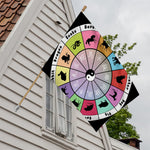 Colourful Chinese Zodiac Wheel Print House Flag