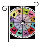 Colourful Chinese Zodiac Wheel Print House Flag