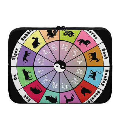 Colourful Chinese Zodiac Wheel Print Laptop Sleeve
