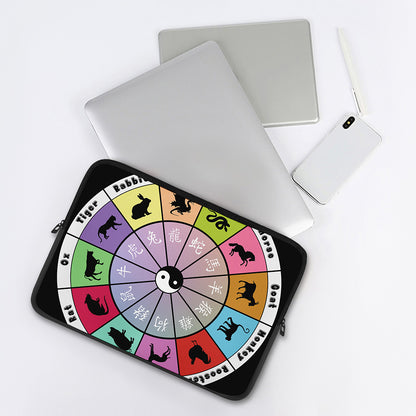 Colourful Chinese Zodiac Wheel Print Laptop Sleeve