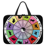 Colourful Chinese Zodiac Wheel Print Laptop Sleeve With Handle
