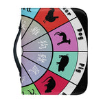 Colourful Chinese Zodiac Wheel Print Leather Bible Cover