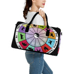Colourful Chinese Zodiac Wheel Print Leather Duffle Bag
