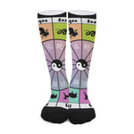 Colourful Chinese Zodiac Wheel Print Long Socks