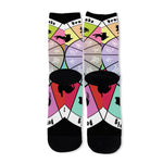 Colourful Chinese Zodiac Wheel Print Long Socks