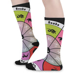 Colourful Chinese Zodiac Wheel Print Long Socks