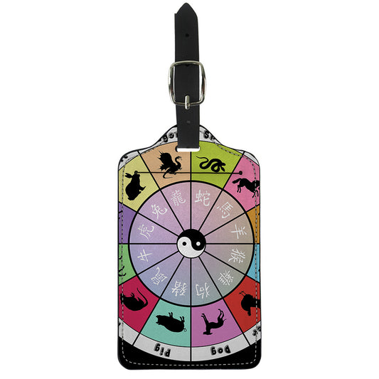 Colourful Chinese Zodiac Wheel Print Luggage Tag