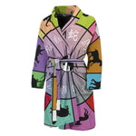 Colourful Chinese Zodiac Wheel Print Men's Bathrobe
