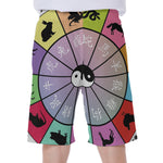 Colourful Chinese Zodiac Wheel Print Men's Beach Shorts