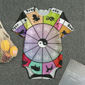 Colourful Chinese Zodiac Wheel Print Men's Bodysuit